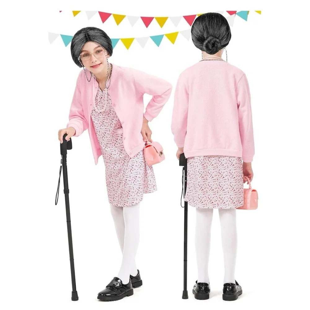 Kids‎ Granny Dress Up Costume Nightgown Sweater & Purse 3 Pc Set Girls Size 8–10